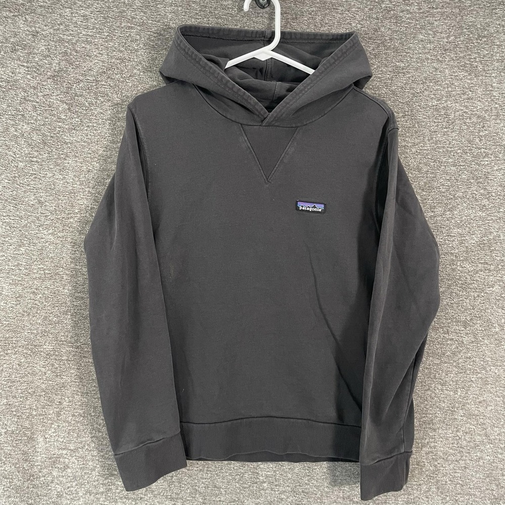 Patagonia Hoodie Mens Small Gray Organic Cotton P-6 Logo Pullover Sweatshirt